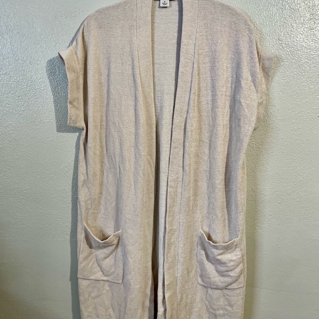 Barefoot Dreams Cozychic Lite Soft Pink Open Front Pockets Cardigan Medium Knit